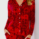 Soma Cool Nights Red/Black Demask Paisley Print Holiday Christmas Pajama Set XL Photo 0