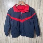 Nike Vintage Y2K  Blue Red Reversible Fleece Zip Bomber Jacket Womens Size Large Photo 4
