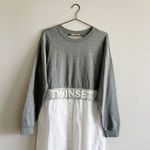 NEW Twinset Poplin Terry Knit Button Up Sweatshirt Dress Sz 44 EU / 14 US Gray Photo 4