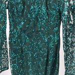 Pretty Little Thing Emerald Green sequin lace Long Sleeve Dress fringe 4 NWT party Photo 6