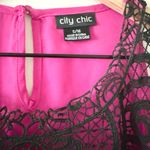 City Chic  Sleeveless Chiffon and Lace Top in Bright Pink and Black - Size 16 Photo 5