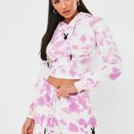 Playboy X Missguided Cropped Pink Tye Dye Hoodie Photo 0