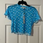 BCBGeneration Floral Sheer Crop Short Sleeve Top Photo 2