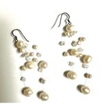 sterling silver floating freshwater pearl and crystal earrings Photo 7