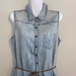 B_Envied  Wmn Sz L Ombré Denim Sleeveless Mini Western  Style Belted Dress Photo 2