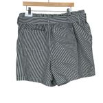 Lane Bryant NWT High Rise Belted Shorts Womens 16 Black White Striped Coastal Photo 3