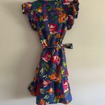 Sugar Lips Esby Floral Strokes Marisol Tiered Mini Dress Size XS Blue Multicolor Pink Photo 6