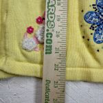 Berek Womens XL Cardigan Sweater Yellow Knit Beaded Poodle Flower Applique Photo 5