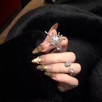 Korean Vintage Zircon Spider Web Silver Open Ring Photo 5