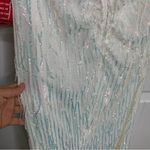 B Darlin white fringe sequin slit front maxi dress homecoming prom bridal shower Photo 9