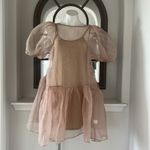 Beulah  TAN Fine Organza Mini Dress w/Slip, Size s Dress Size M New w/Tag $168 Photo 6