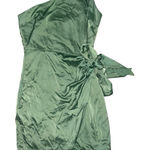 Lulus  sage green shiny mini dress cinch tied adjustable waist women’s small Photo 0