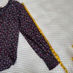 Lucky Brand  Peasant Blouse Womens Small Navy Pink Floral Boho Bohemian Top Shirt Photo 6