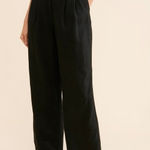Love Tree NWT  | M | Pants Trouser Linen Wide Leg Pleated Front 30" Inseam Black Photo 0