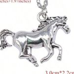 Antique silver look vintage horse style necklace! New Photo 3