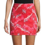 Free People  Size 8 Mini Skirt Denim Red Tie Dye Modern Femme Flamingo‎ Flame 335 Photo 0