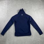 Athleta ‎ Sweatshirt Women Small Funnel Neck Wool Blend Blue Pullover Thumb Holes Photo 2