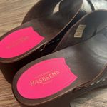 Swedish Hasbeens Wooden Slip-On Platform Sandal - Annette High Brown Croc Photo 1