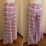 Vintage 70s High Rise Pink Plaid Bell Bottoms Size M Photo 5