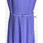Evan Picone Black Label Women's 4 Dress Short Sleeve Lace Lavender Belt Spring Photo 1