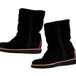 Salvatore Ferragamo Black Suede Shearling Lined Boots Size 5.5 M Photo 4