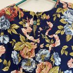 Sunny Leigh Vintage VTG SLB  100% Silk Navy Floral Flower Top Blouse Shirt Medium Photo 3