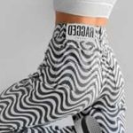 The Ragged Priest  Black and White Wave Psychedelic Groovy Raw Hem Wide Leg Jeans Photo 1