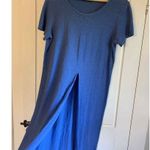 Cut Loose Dress Womens Medium Linen Cotton Lagenlook High Slit Layer Coastal USA Blue Photo 2