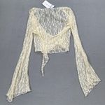 Cotton Candy LA NWT  Lace Wrap Top S Womens Vanilla Sheer Tie Front Bell Sleeves Photo 2