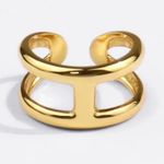 Boutique NEW Unisex H-Bar Ring, Gold Plated S925 Band,‎ Adjustable 10.5mm Photo 0