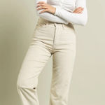 Levi's Levi’s Cream Corduroy Ribcage Straight Ankle Pants Size 32 Photo 0