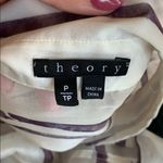 Theory 100% silk sheer striped button down blouse Photo 1