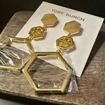 Tory Burch New  Hex Logo Statement Drop Dangle Earring; Gold on TB earring card Photo 1
