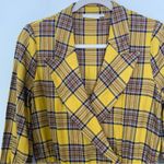 The Happy X Nature Plaid Flannel Long Sleeve Surplice Neck Jumpsuit in size 4 Gold Photo 3