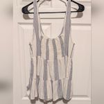 American Eagle  Blue & White Striped Linen Blend Peplum Tank Top Size Large Flowy Photo 6