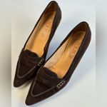 Tod's Penny Loafer Suede Kitten Heel Pumps Women’s Size 8.5 Brown Photo 4