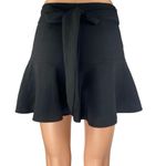 ZARA  Black Ruffle Zip Tie Waist Mini Tennis Golf A-Line Flared Skirt Skort Sz XS Photo 2