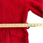 Sandro  cherry red fleece belted jacket with plaid hood and cuffs. Size M EUC Photo 7