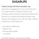 Sugar Lips Burgundy Puff Sleeve Surplice Peplum Photo 13