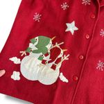 Take Two Red Wool Blend Holiday Jacket Snowman Embroidered Christmas Women’s L Size L Photo 5