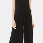 Eileen Fisher  Crop Wide Leg Jumpsuit Black Stretch Crepe Photo 0