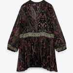 ZARA NEW FLOWY PRINTED DRESS MINI LONG SLEEVE BUTTONED SLIT CUFF WOMENS SIZE XS Photo 2