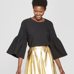 Who What Wear NWOT Target  Black Bell Sleeve Top Photo 0