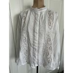 Madewell  Lace-Inset Pintucked Button-Up Top White Photo 7