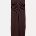 ZARA  long brown fitted dress midi bodycon evening cocktail casual Photo 8