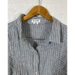 Artisan NY  Button Up Large Blue White Striped Linen Long Sleeve Coastal Photo 6