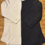 Two LOGG Knit Sweaters Bundle Cream and Grey Studded Classic Biker Size Large Gray Photo 0