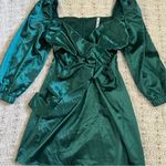 Lucy in the Sky Miley Puff Sleeve Wrap Dress In Hunter Green Photo 2