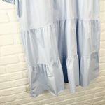 Mayas Place Baby Blue Tiered Shirt Midi Dress Collared Button 3/4 puff sleeve XL Photo 5