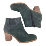 Clarks Black Nubuck Leather Ankle Boots Block Heel Side Elastic Panel Size 10 Photo 3